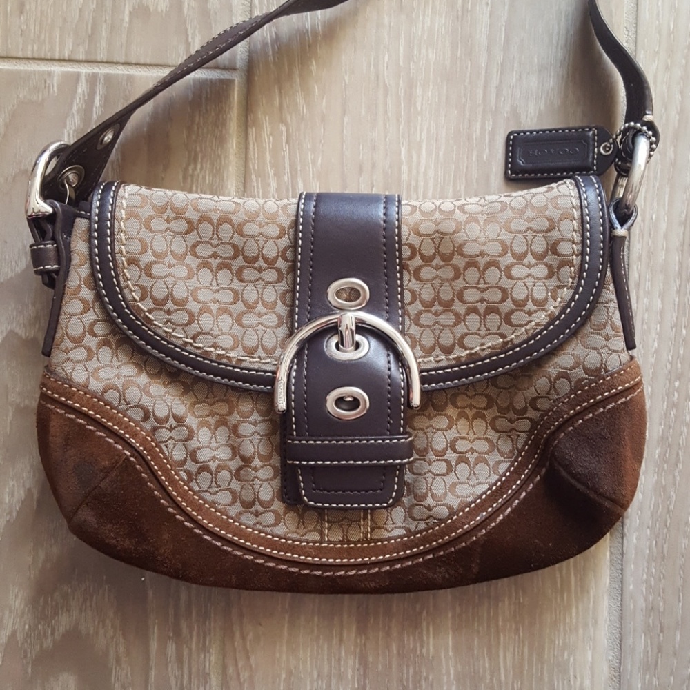 BEAUTIFUL! Leather Suede Jacquard Coach Soho Purse